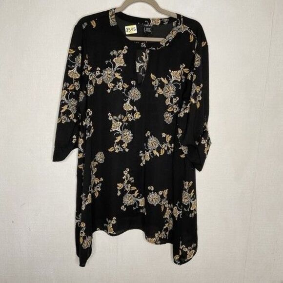 Torrid Black/Yellow Shark Bite Hem Professional Career Blouse Women Plus Size 2X - Picture 1 of 10